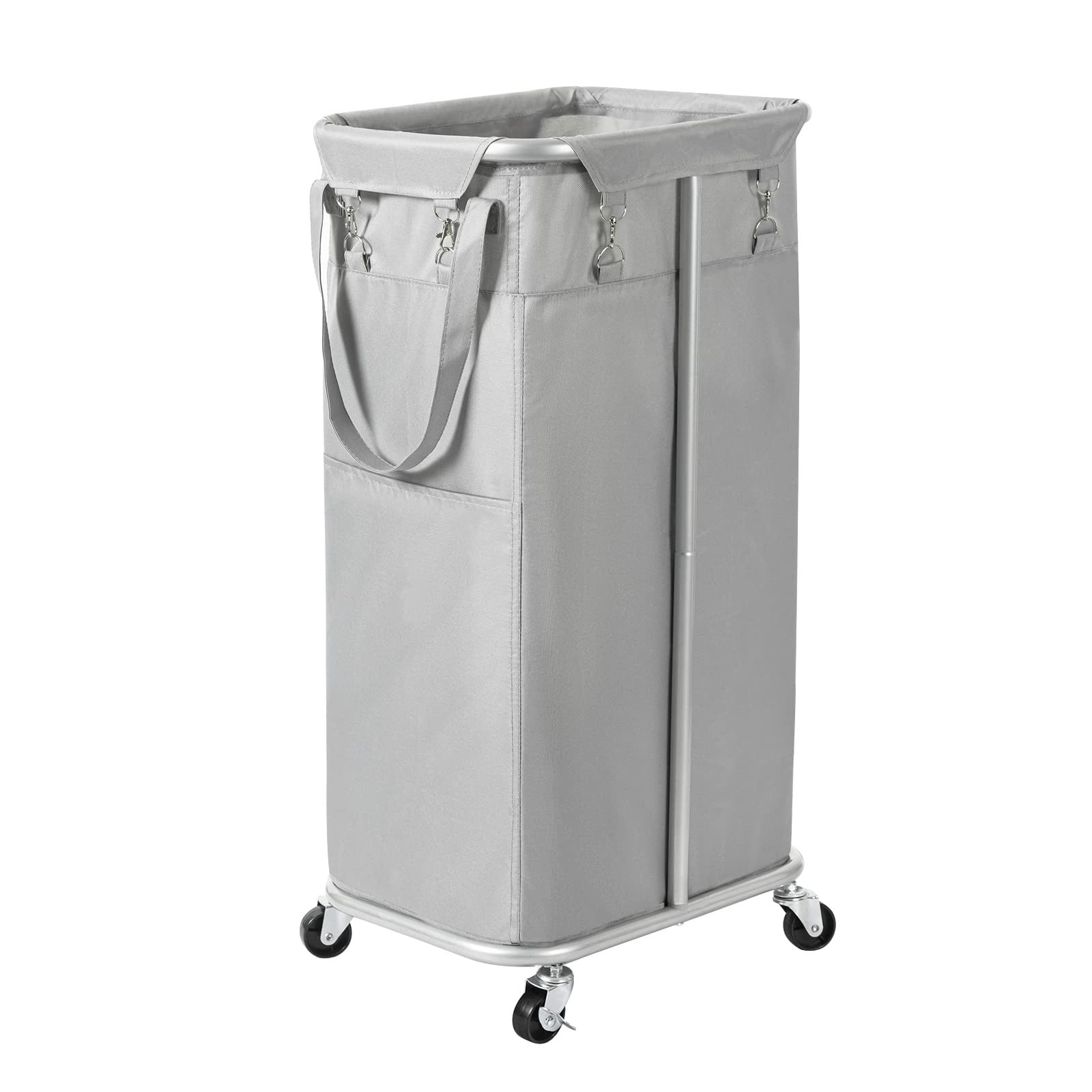 WOWLIVE 100L Rolling Laundry Hamper with Wheels (17.0×13.0×30.8in), Grey