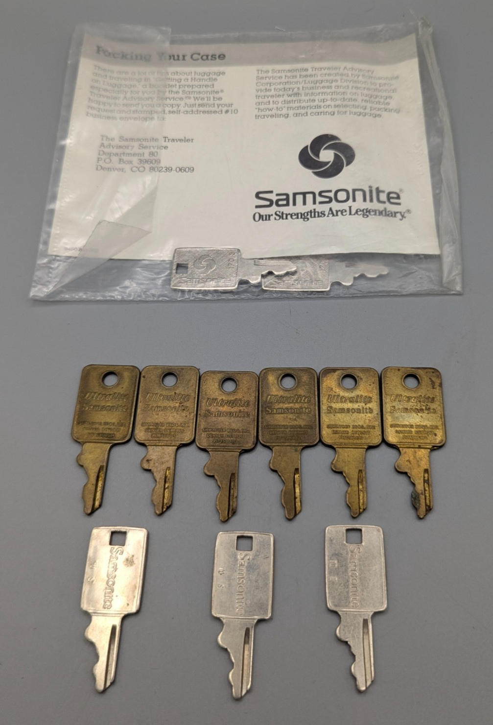 Samsonite (2)170S (3)70S (6)BRASS 86 Luggage/Trunk Keys Locksmith