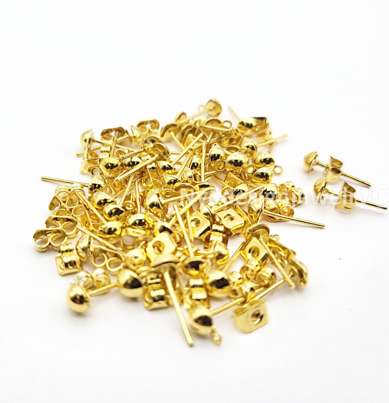 Small Round Gold Plated Stud Earrings 50 sets– Minimalist Everyday Studs