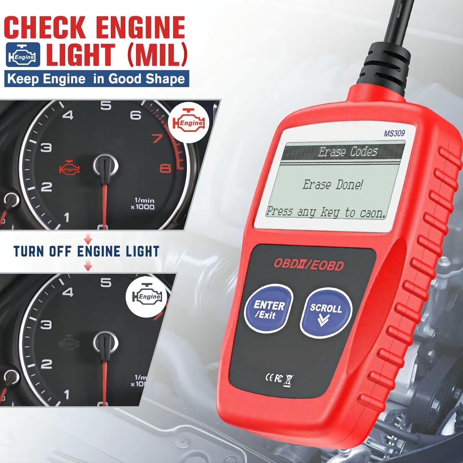 OBD2 Scanner OBD Code Reader Car Check Engine Automotive Fault Diagnostic Tool