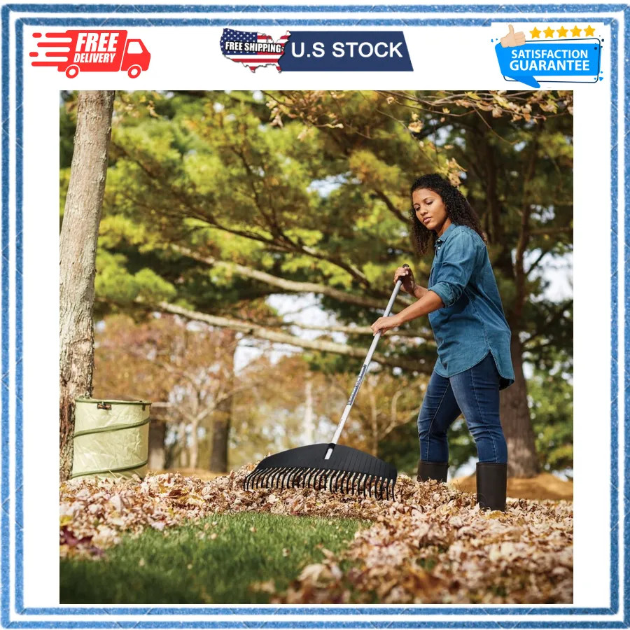Fiskars 67 Inch Poly Leaf Rake Lightweight Lawn Garden Tool
