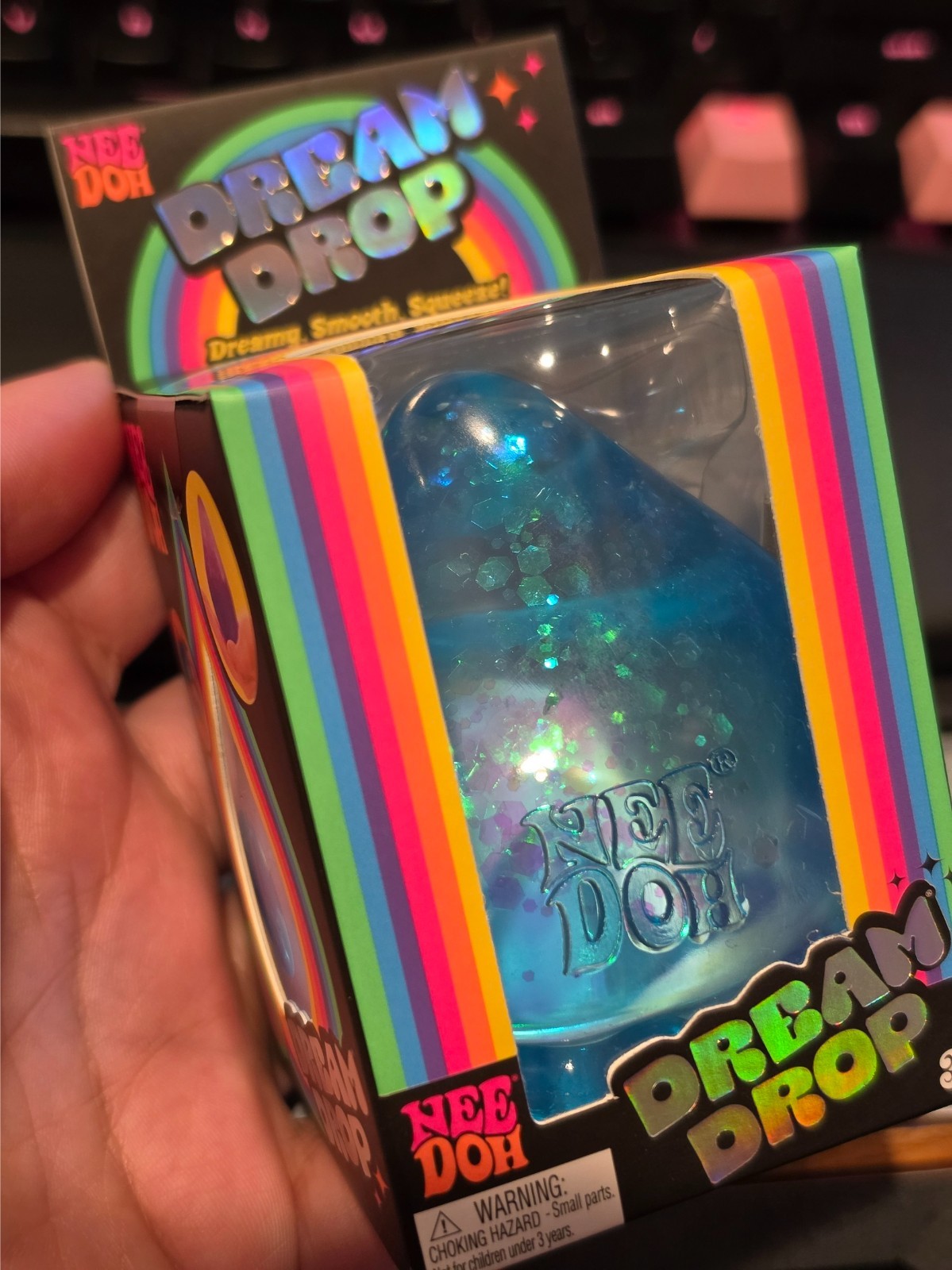 Authentic NeeDoh DREAM DROP Glitter Blue, Pink, Purple Squish Squeeze Fidget toy