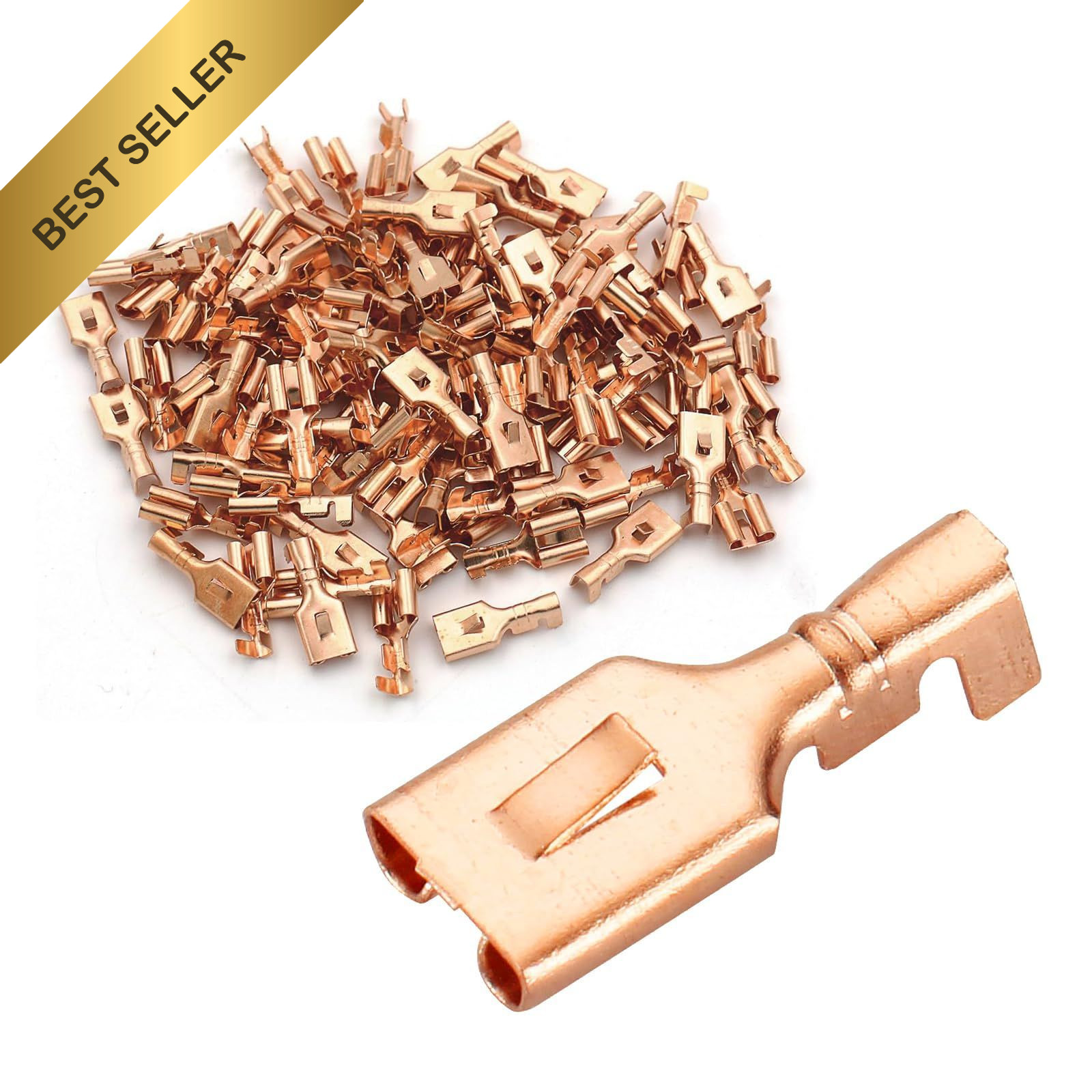 Baomain 4.8mm Female Spade Locking Tab Quick Splice Crimp Connector 100 Pack