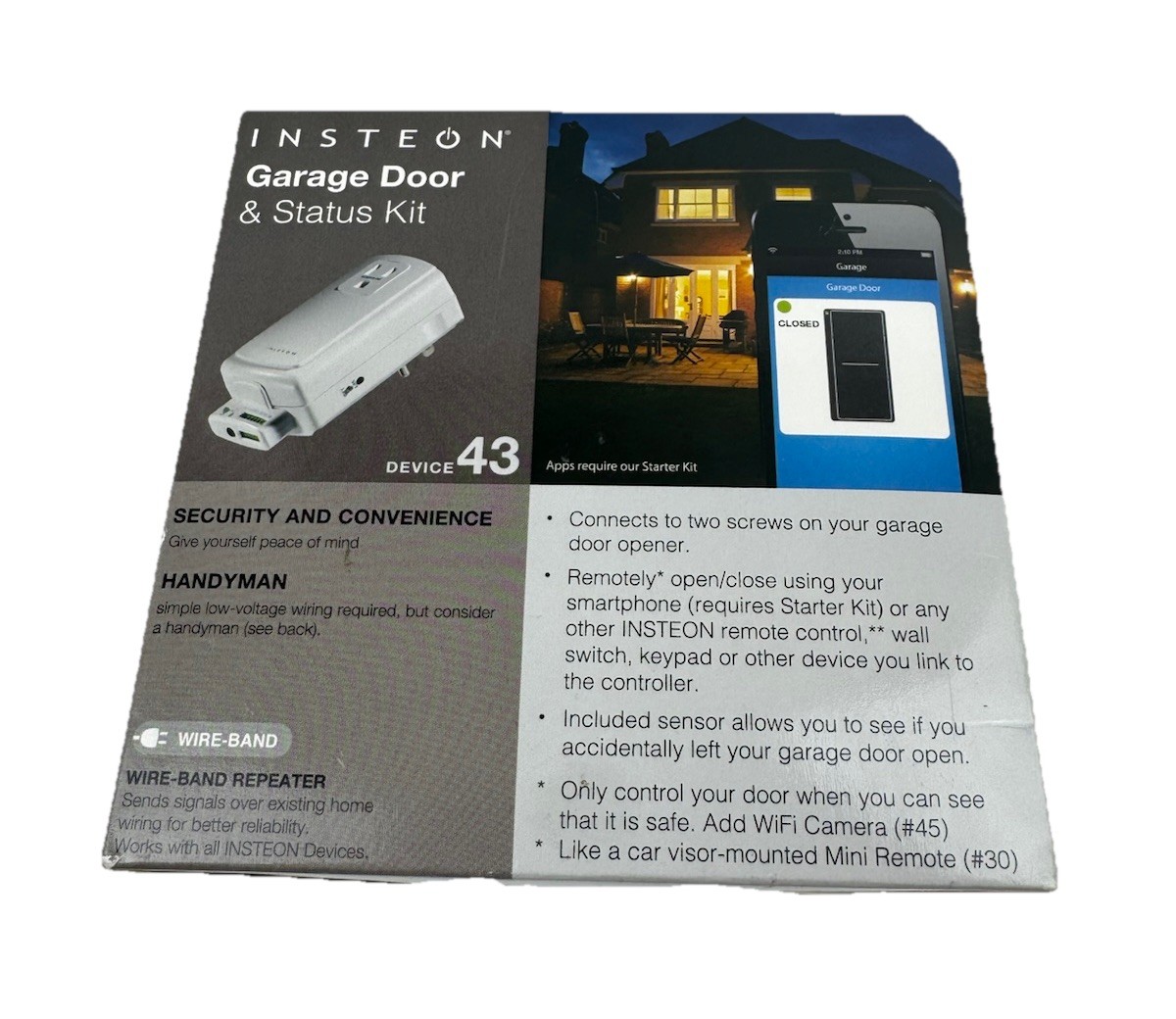 New Sealed 2014 Insteon Model 74551 Garage Door & Status Kit For Standard 2Wire