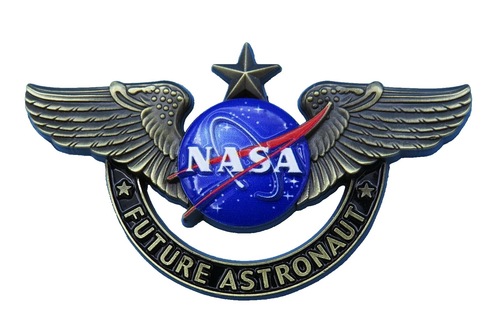 FUTURE ASTRONAUT WINGS -FLOWN METAL-NASA-SCOTT KELLEY SHUTTLE ISS BRONZE PIN