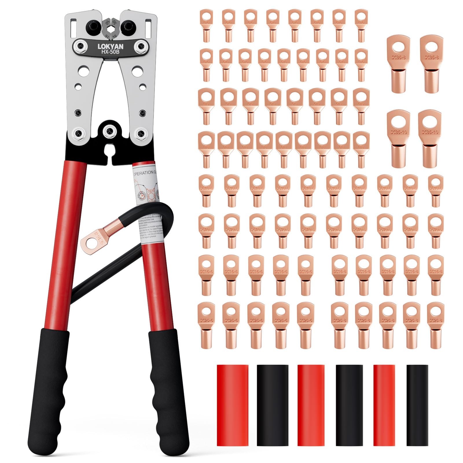 Battery Cable Lug Crimping Tool Kit for AWG 10-1/0