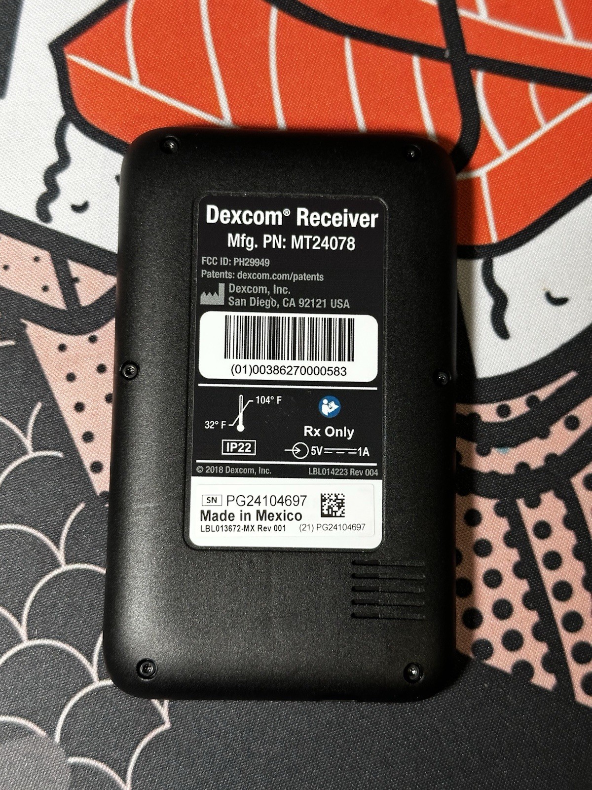 Dex Com G6 Digital Receiver - Black with Case