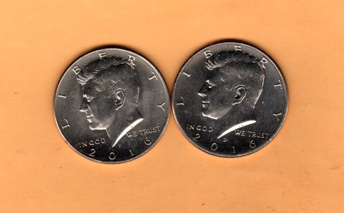 2016P-D Kennedy Half Dollars.  Two Very Nice Uncirculated coins.
