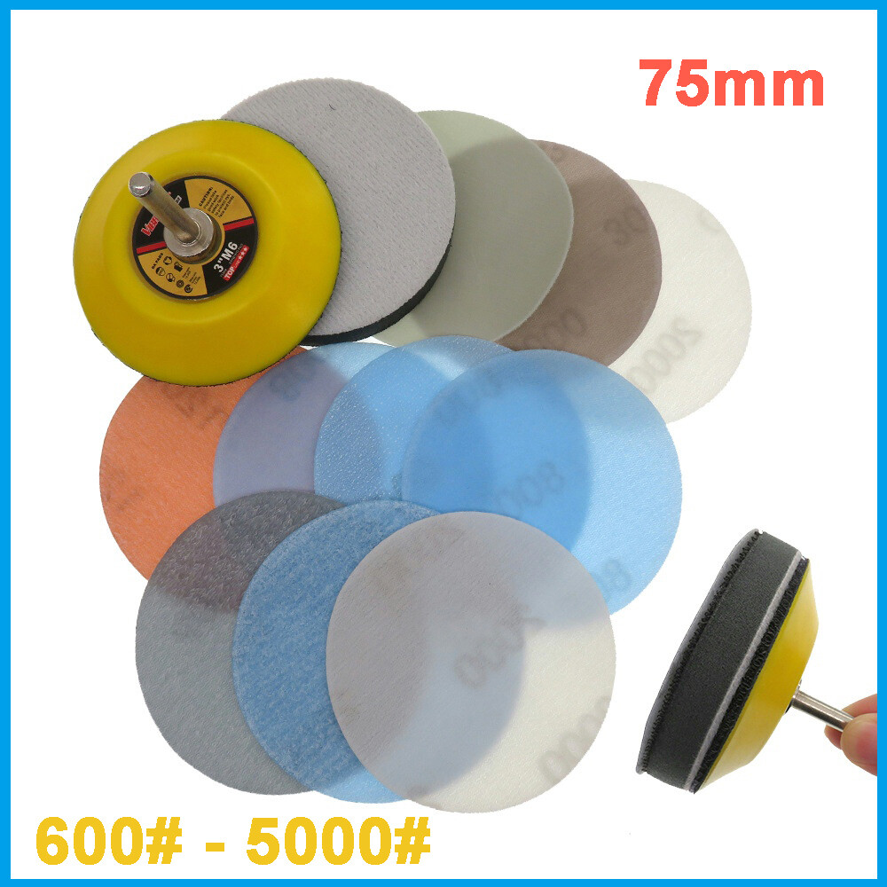 Sanding Discs 3 Inch / 75mm Hook and Loop Sandpaper Dry Pads 600# - 5000# Grit