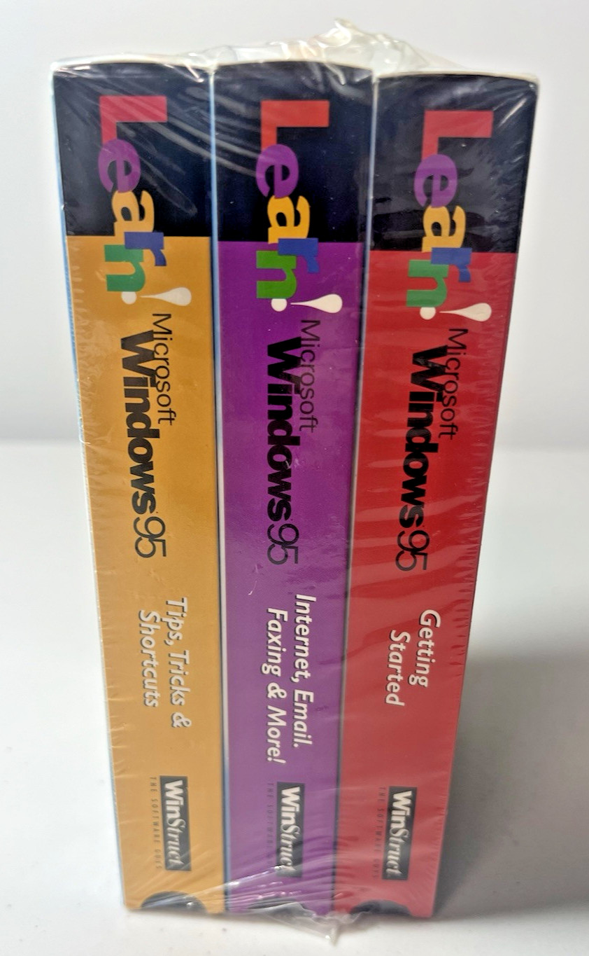Microsoft Learn Windows 95 New Sealed 3-Pack Certified Professional VHS