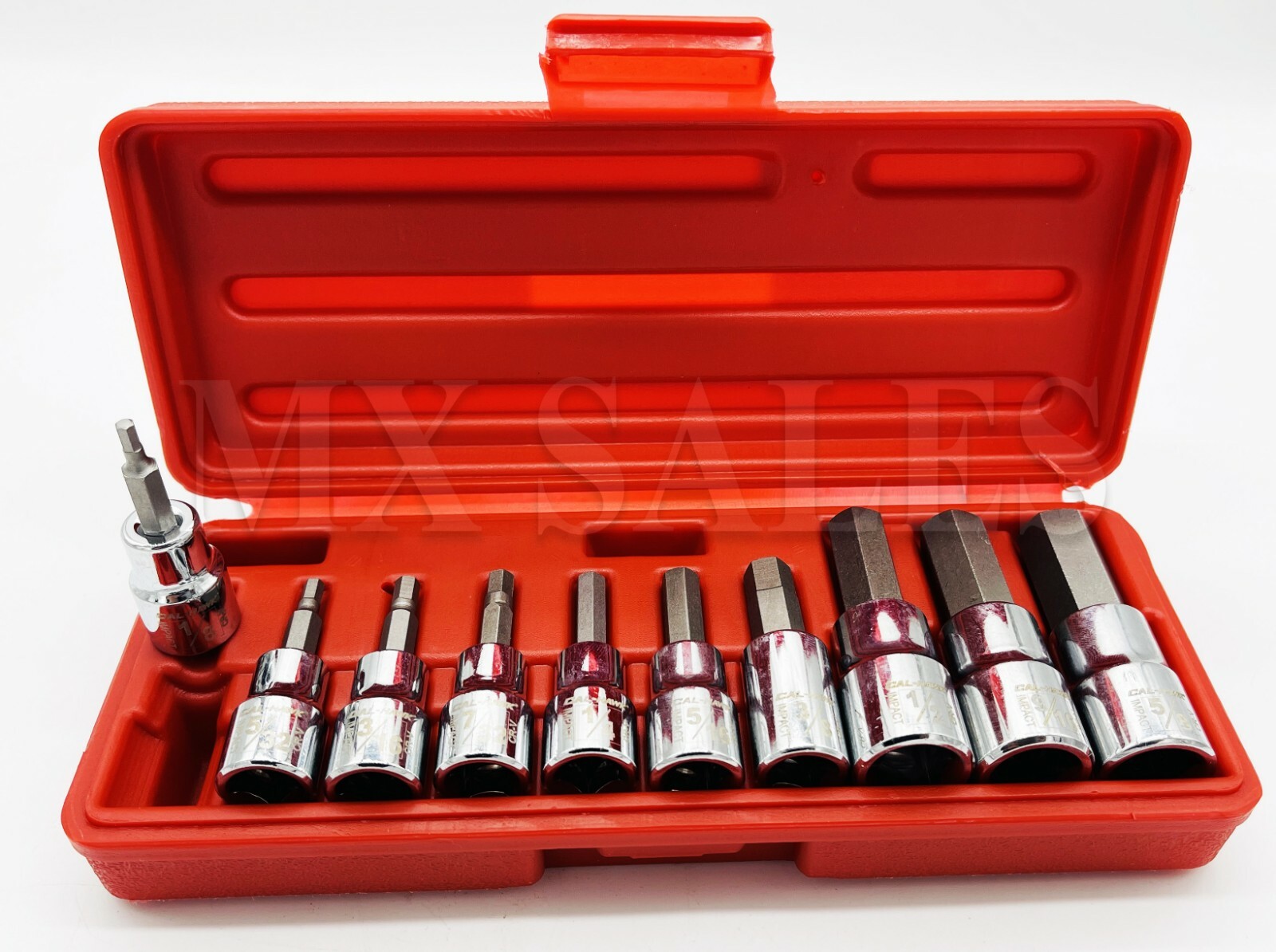 New 10-PC 3/8" x 1/2" DR. Hex Bit Socket Set SAE Allen CR-V