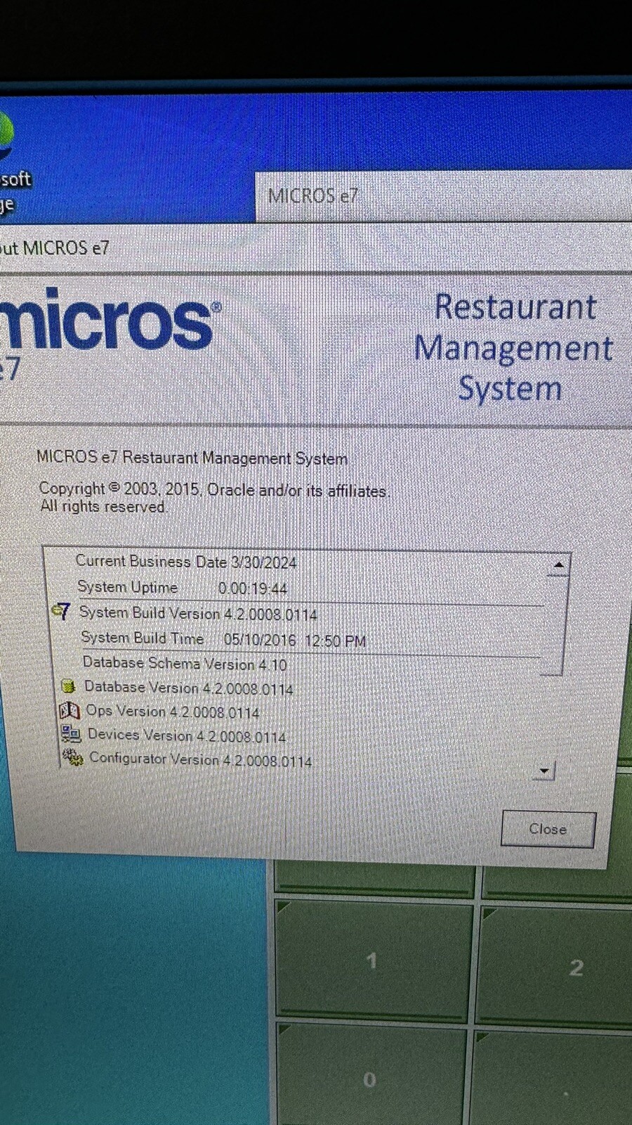 MICROS e7 HP POS SERVER, WIN 10, v.4.2 TLS 1.2, PCI COMPLIANT