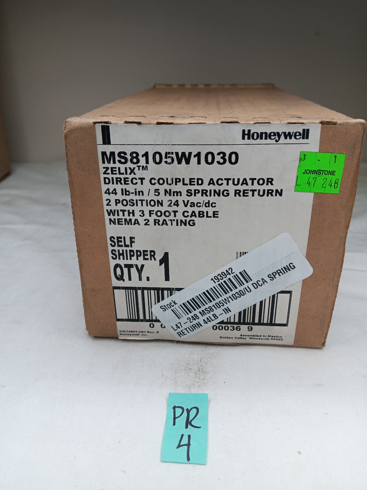 Honeywell MS8105W1030 Direct Coupled Actuator w/ Spring Return