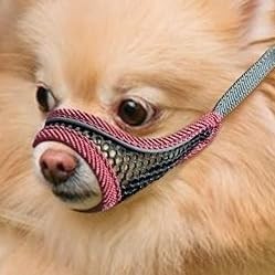 Dog Muzzle, Soft Mesh Muzzles for Small XXS-Snout (5"- 5.3"), Cherry Red