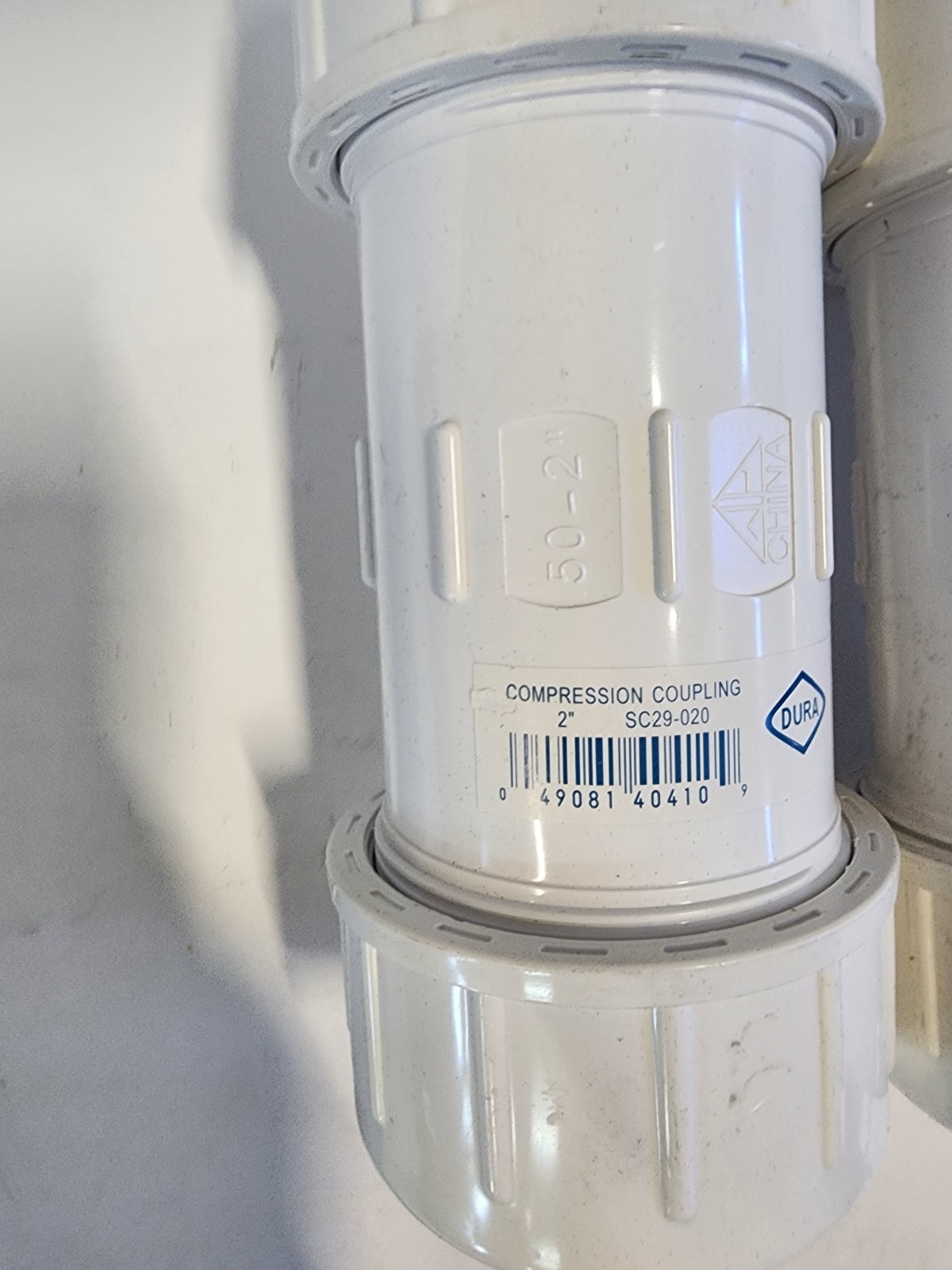 2 Pack Dura SC29-020 2" 150 PSI White PVC Compression Coupling Brand New