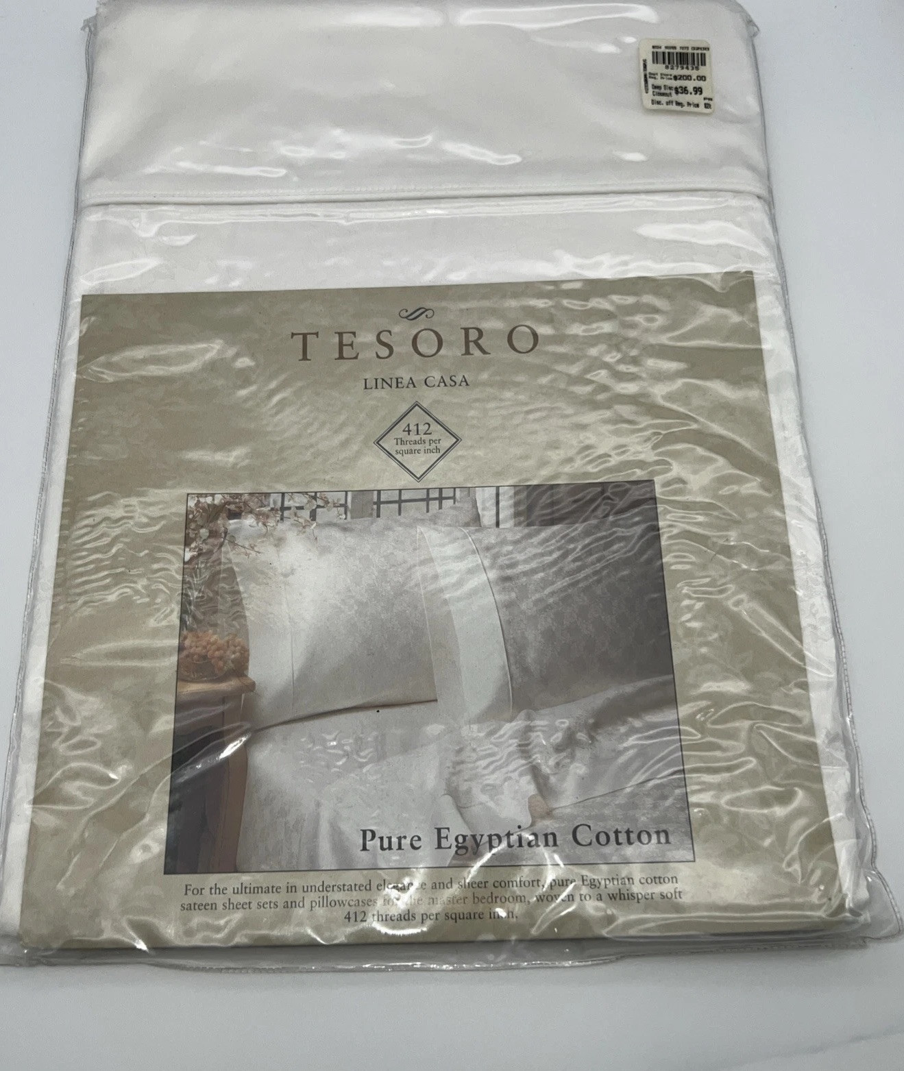 Tesoro Pure Egyptian Cotton King Size Pillowcases 1 Pair White 22”x42”