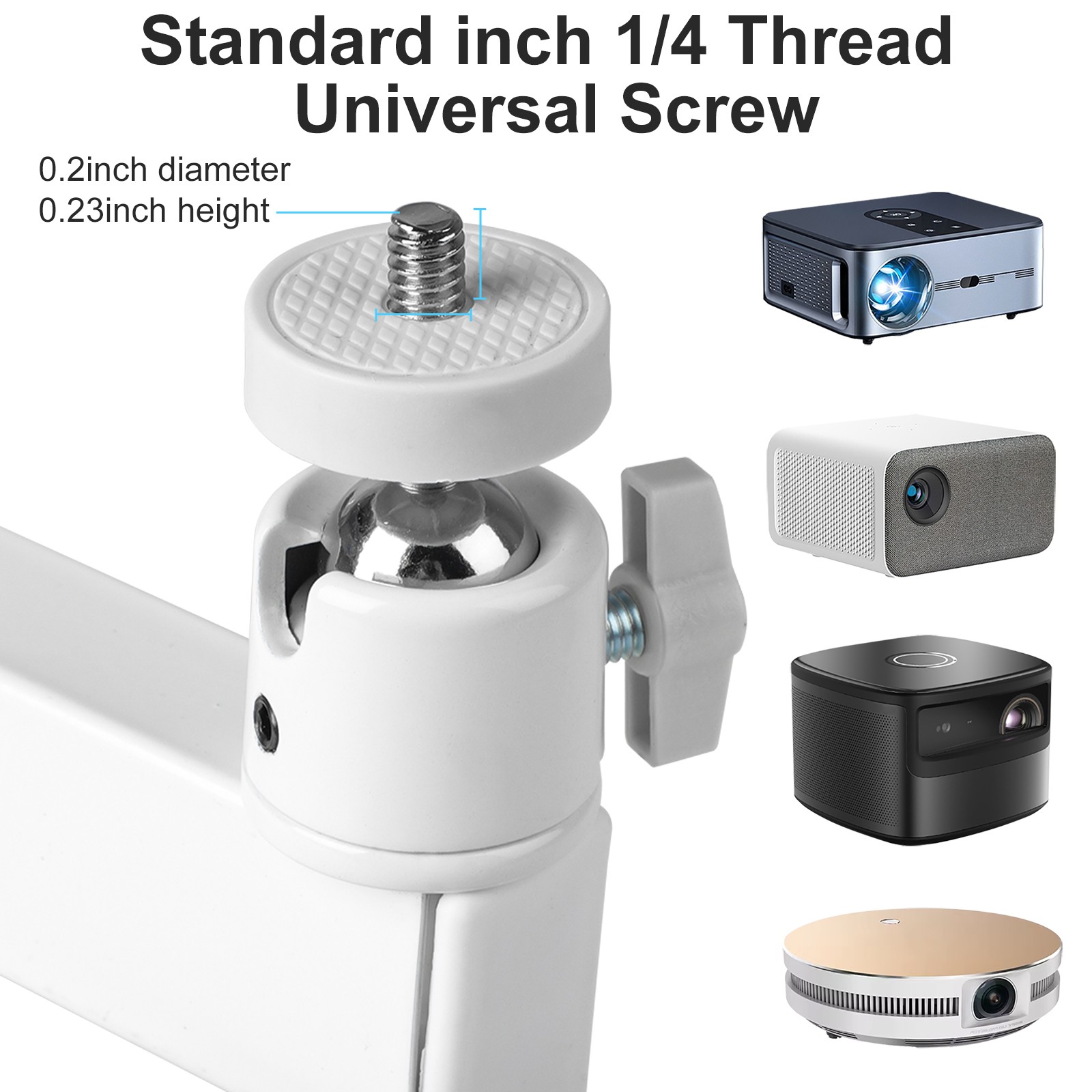 Foldable Projector Wall Ceiling Mount Bracket 360° Rotating 1/4" Screw Universal