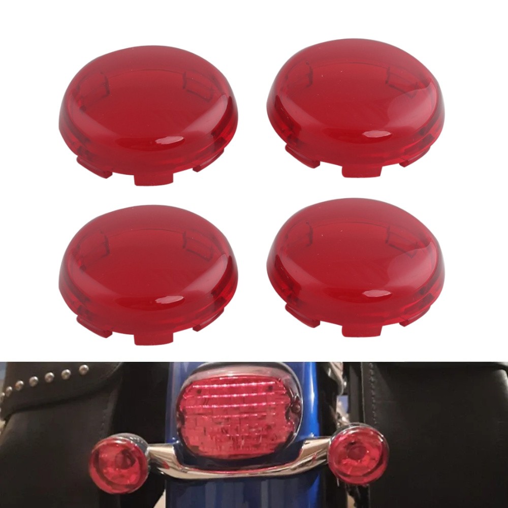Turn Signal Light Red Lens Cover For Harley Sportster XL 883 1200 Fat Bob 4Pcs