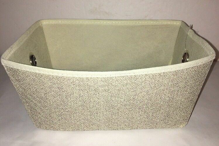New Essentials Fabric Storage Organizer Container 11.42" x 7.48" x 5" Beige RARE