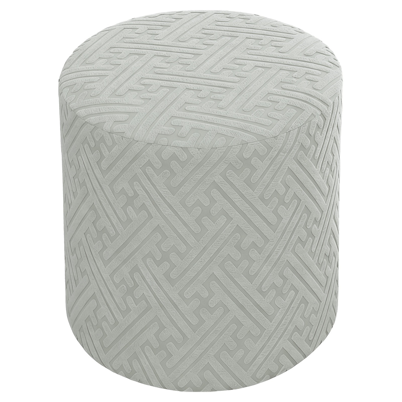 Ottomen Cover Round Fit Diameter 10"-13", Light Gray(Geometric)