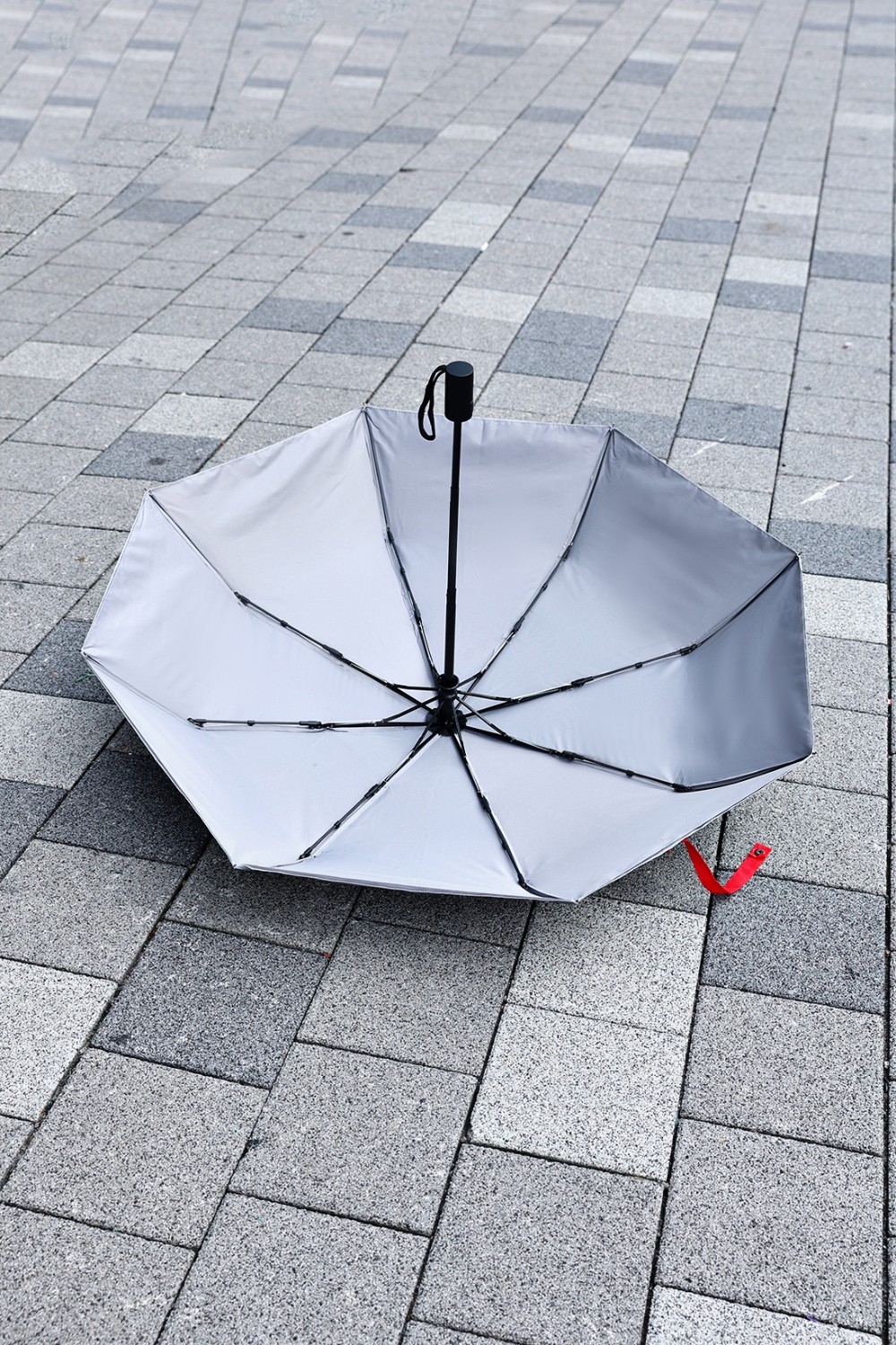 ByTheR Logo Reflective Compact Push Button 3-Stage Automatic Umbrella Gray