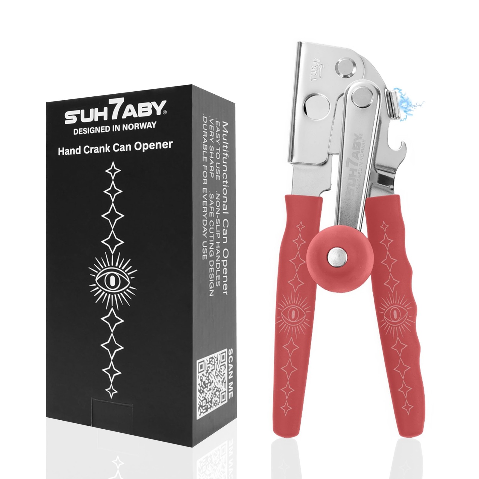 Manual Can Opener with Magnet, Heavy Duty Hand Can and Bottle Opener with Sta...