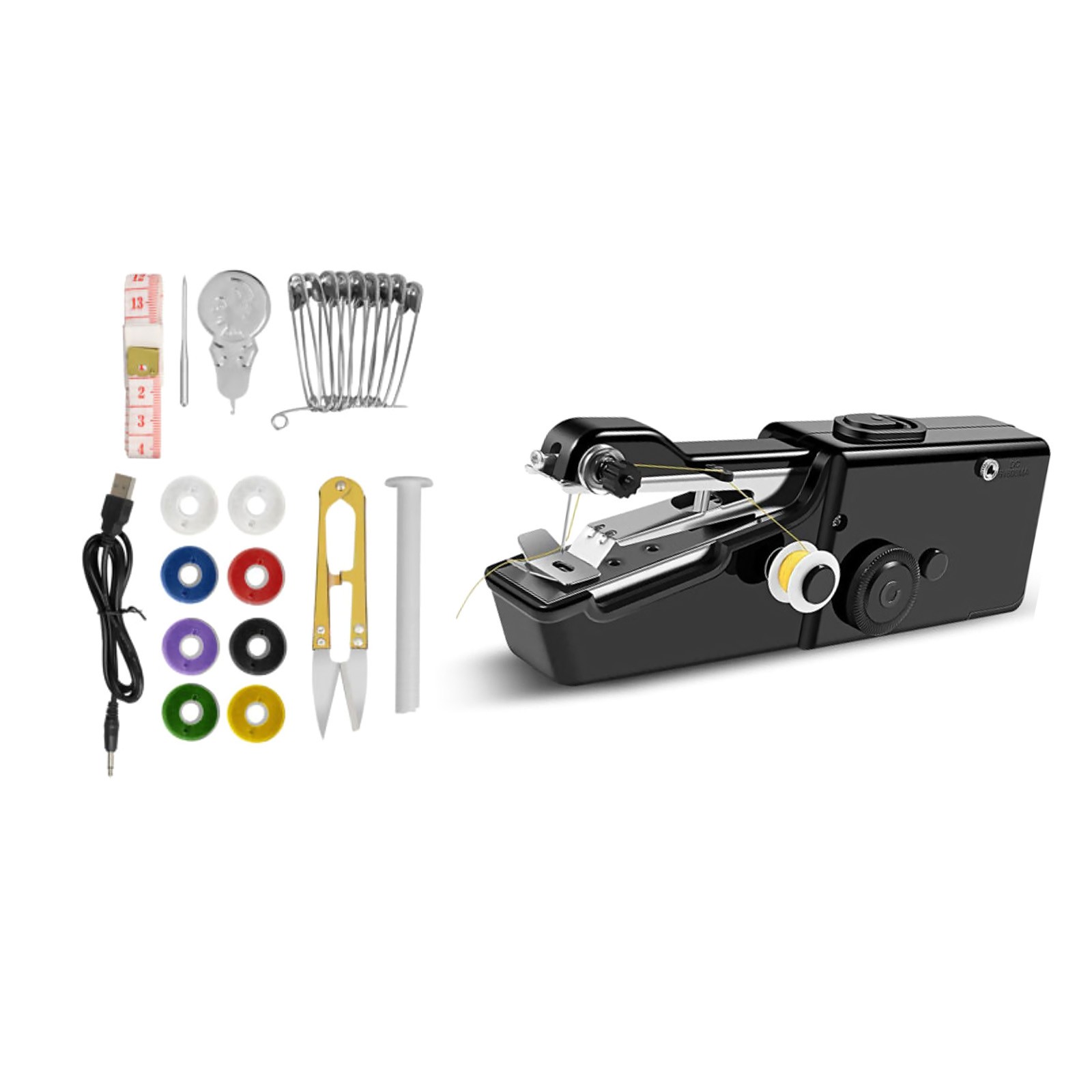 Handheld Portable Sewing Machine Stitch Electric Compact Tool Set w/ Sewing Kit
