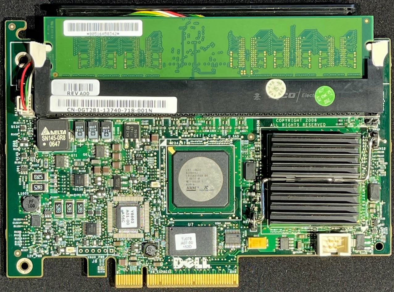 Dell PERC 5/i SAS/SATA PCI-e x8 Dual Channel Raid Controller Module / GT281