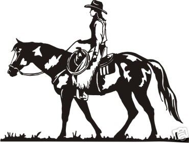 Horse Paint Cowgirl Rider Equestrian Trailer Decal 10"