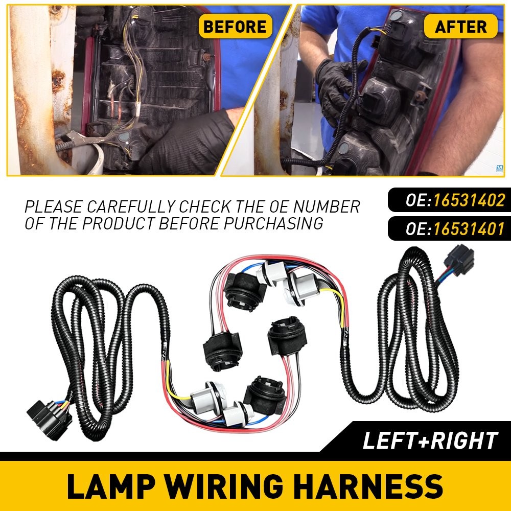 Left & Right Side Tail Light Lamp Wiring Harness for Chevy Silverado 16531401