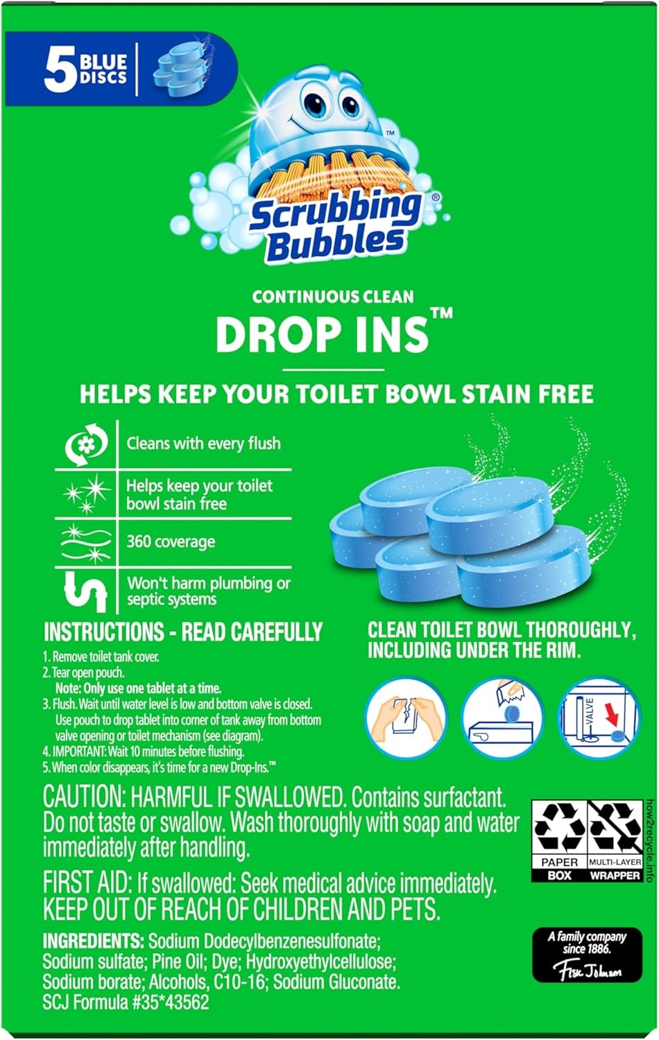 Scrubbing Bubbles Toilet Drop-Ins, Automatic Cleaner, 5 Count, Septic-Safe