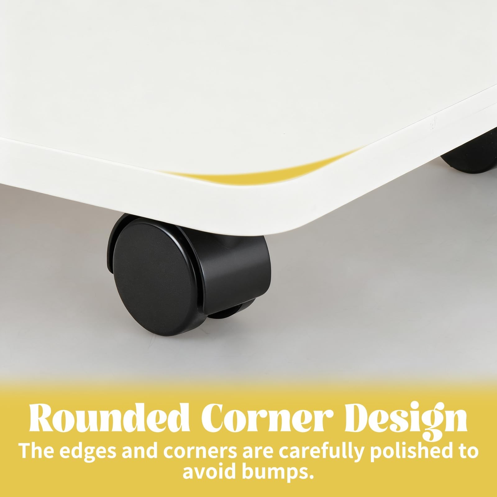 2 Pcs Under Desk Printer Stand with 4 Caster Wheels, White Movable Printer, W...