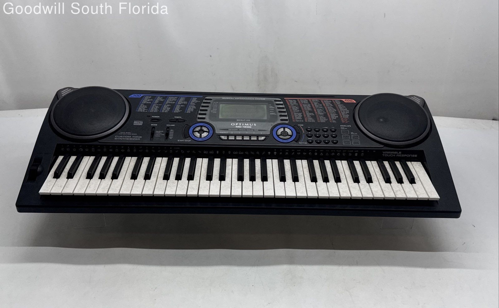 Optimus MD-1200 Synthesizer 61-Key 100 Rhythms Electronic Keyboard Not Tested