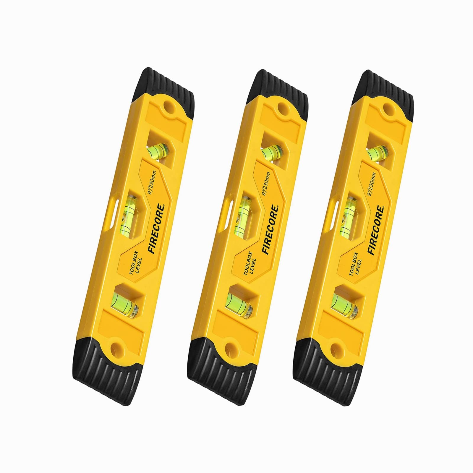 Firecore 3pcs Magnetic Torpedo Level, 9-Inch Shockproof Toolbox Level Orange