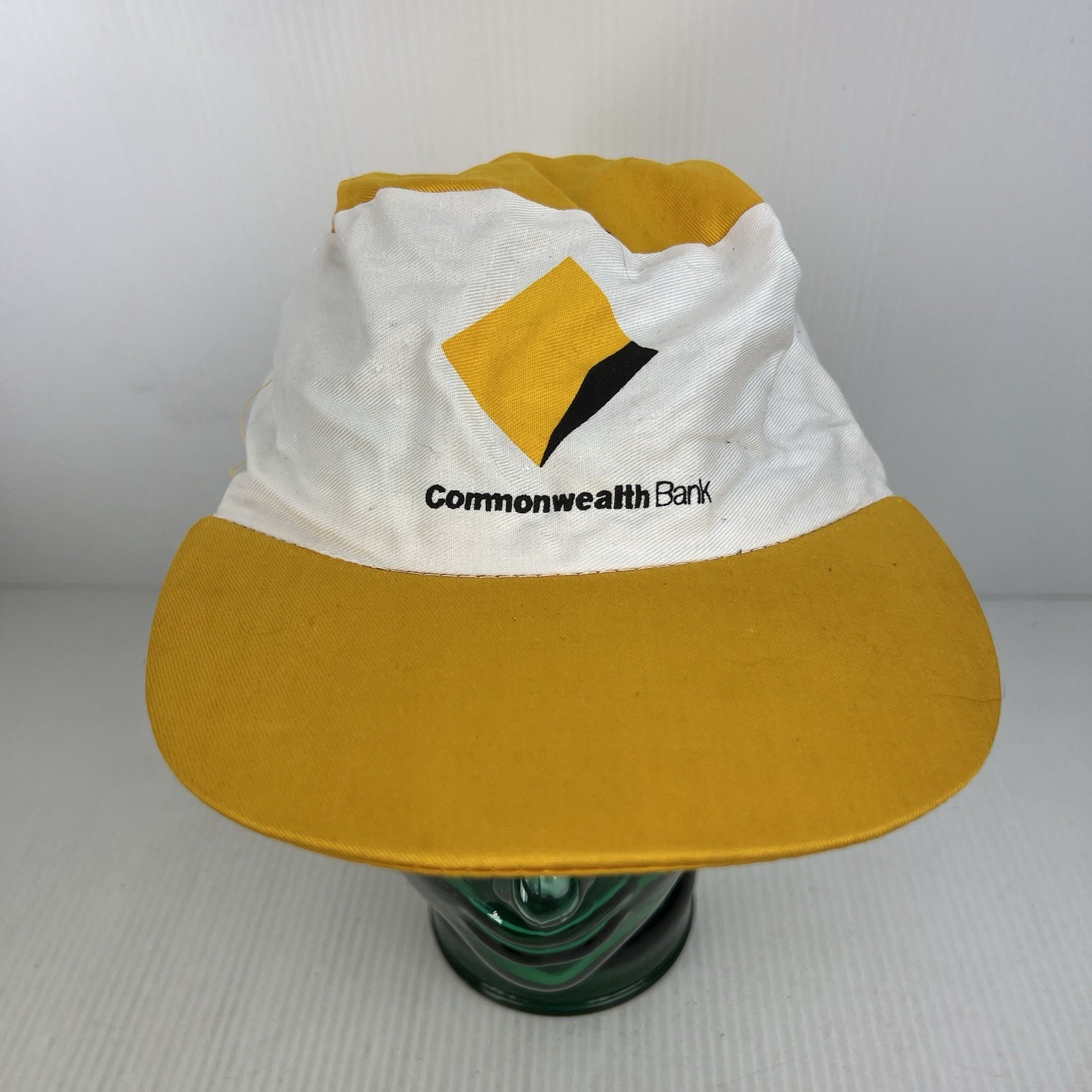 Vintage Commmonwealth Bank Graphic Cycling Hat Yellow/White