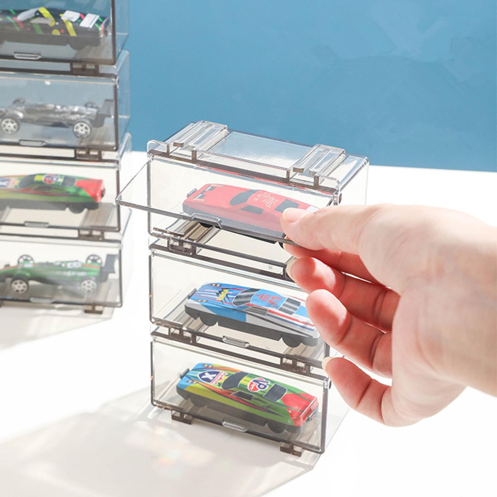 1:64 Car Model Toy Storage Box Display Rack Dustproof Mini Car Display Cabinet b