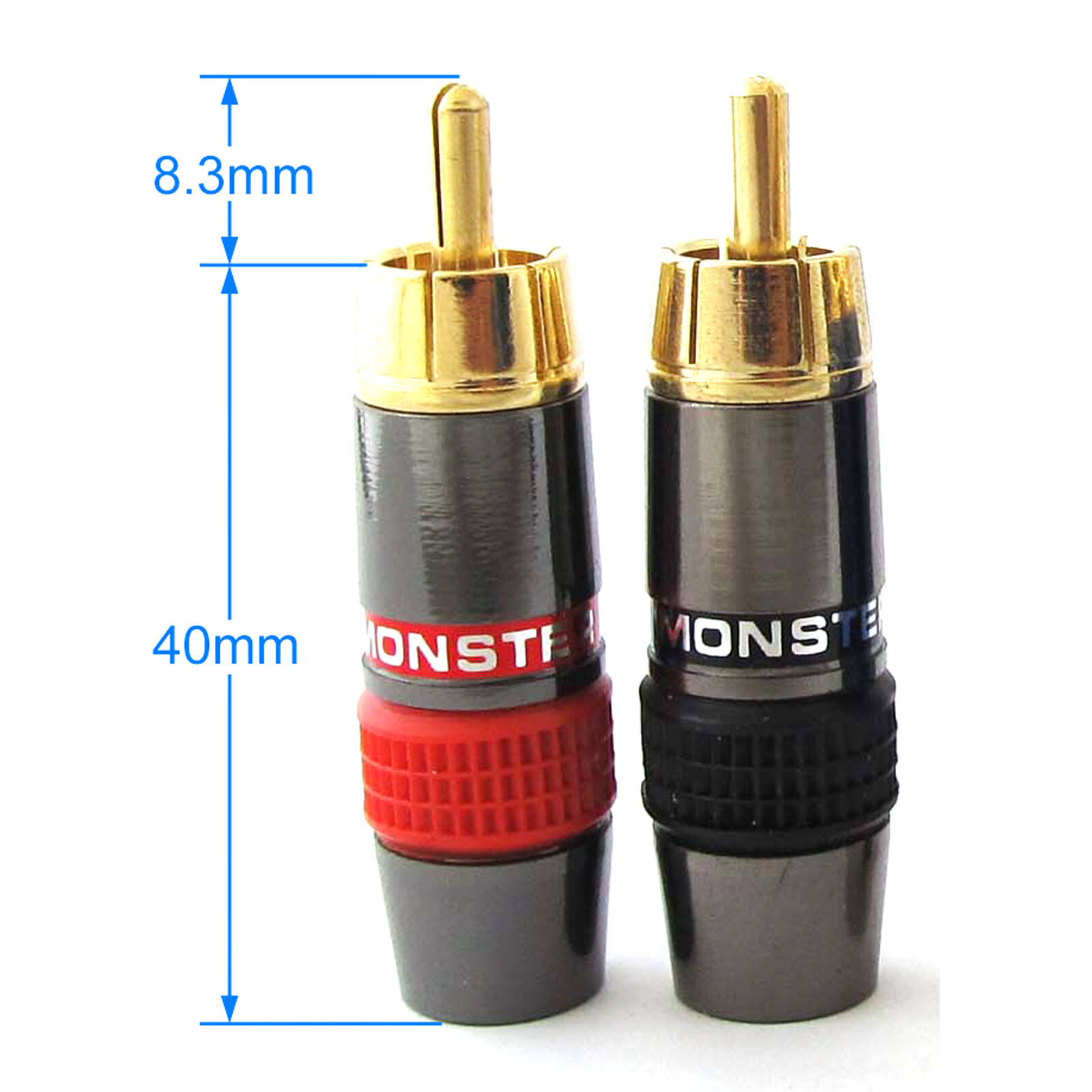 10pcs Monster Brass RCA Male Plug Soldering 8mm Cable Amp Connector Gold Plated