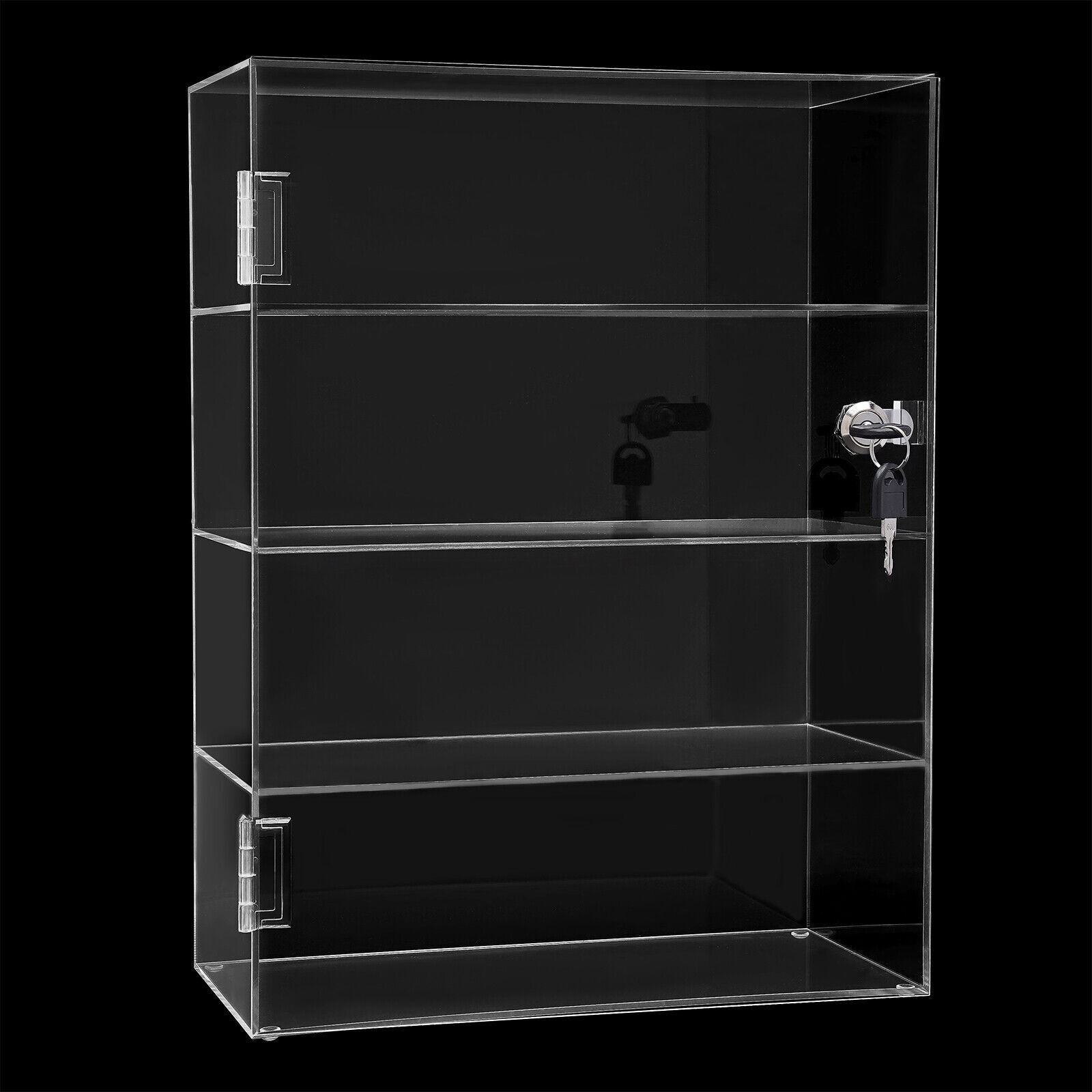 4-Layer Clear Acrylic Display Case 30 × 15 × 40 cm Lockable Countertop Showcase