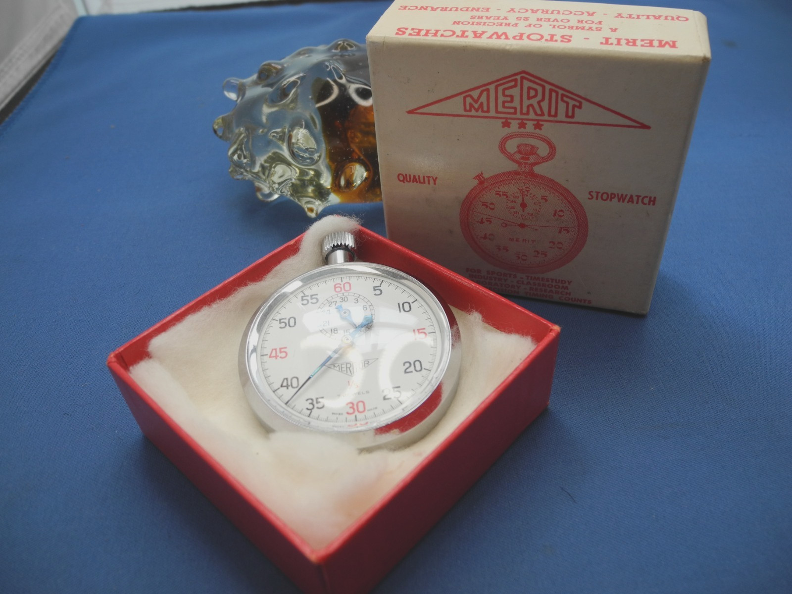 Vintage Merit Meritor Timer #271 Stopwatch,1/5 With Original Box Tested - SWISS