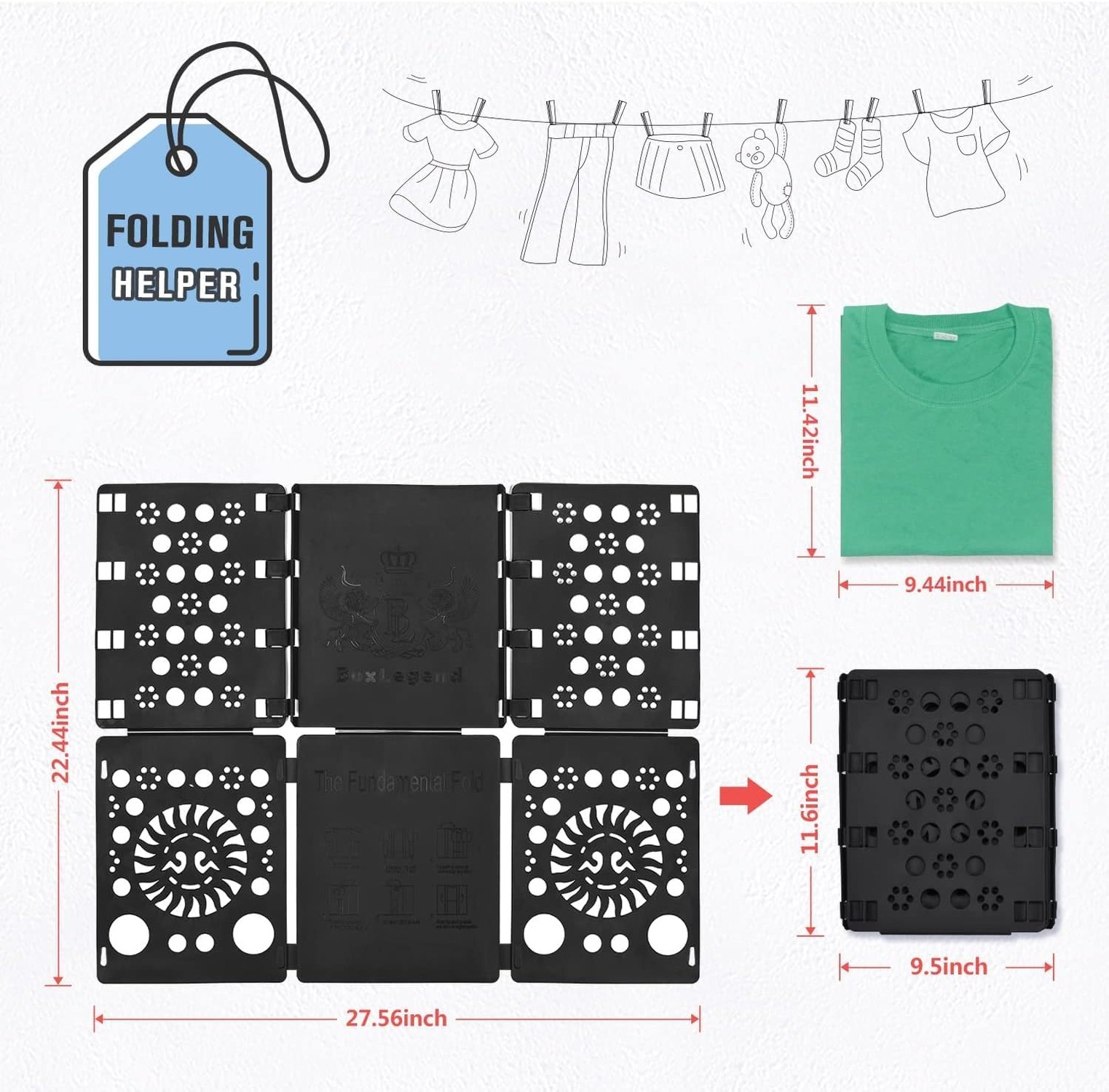 BoxLegend V3 Shirt Folder Board Tshirt Clothes Folder Folding Board Durable L...