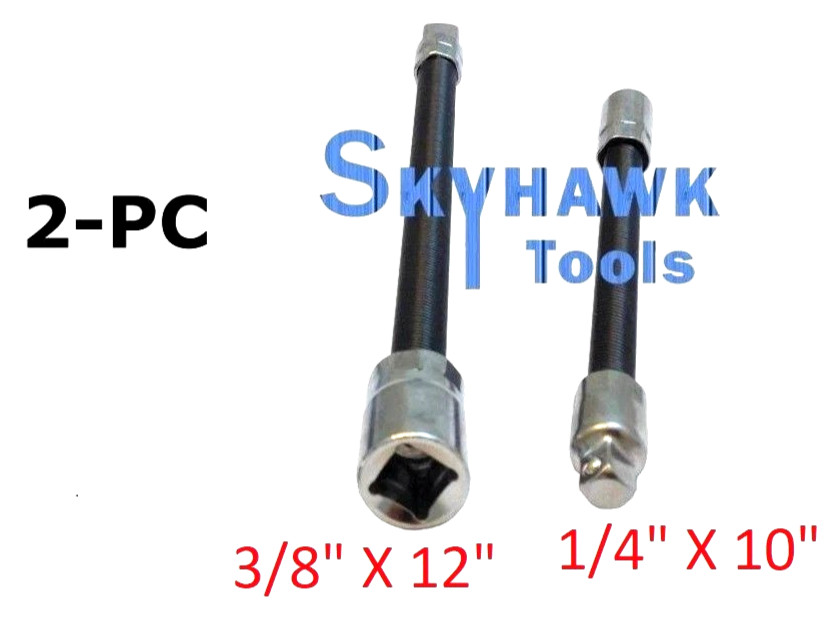 2Pc Flexible Socket Extension 10"(L) 1/4"DR and 12"(L) 3/8"DR Socket Bar Ratchet