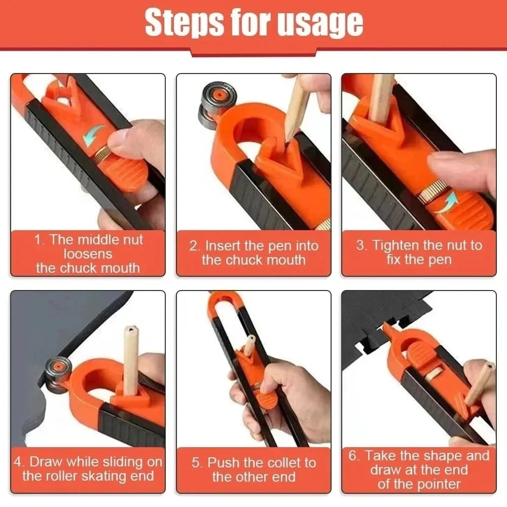 Profile Scribing Ruler Contour Gauge with Lock - Precise Scribe Tool Woodworking