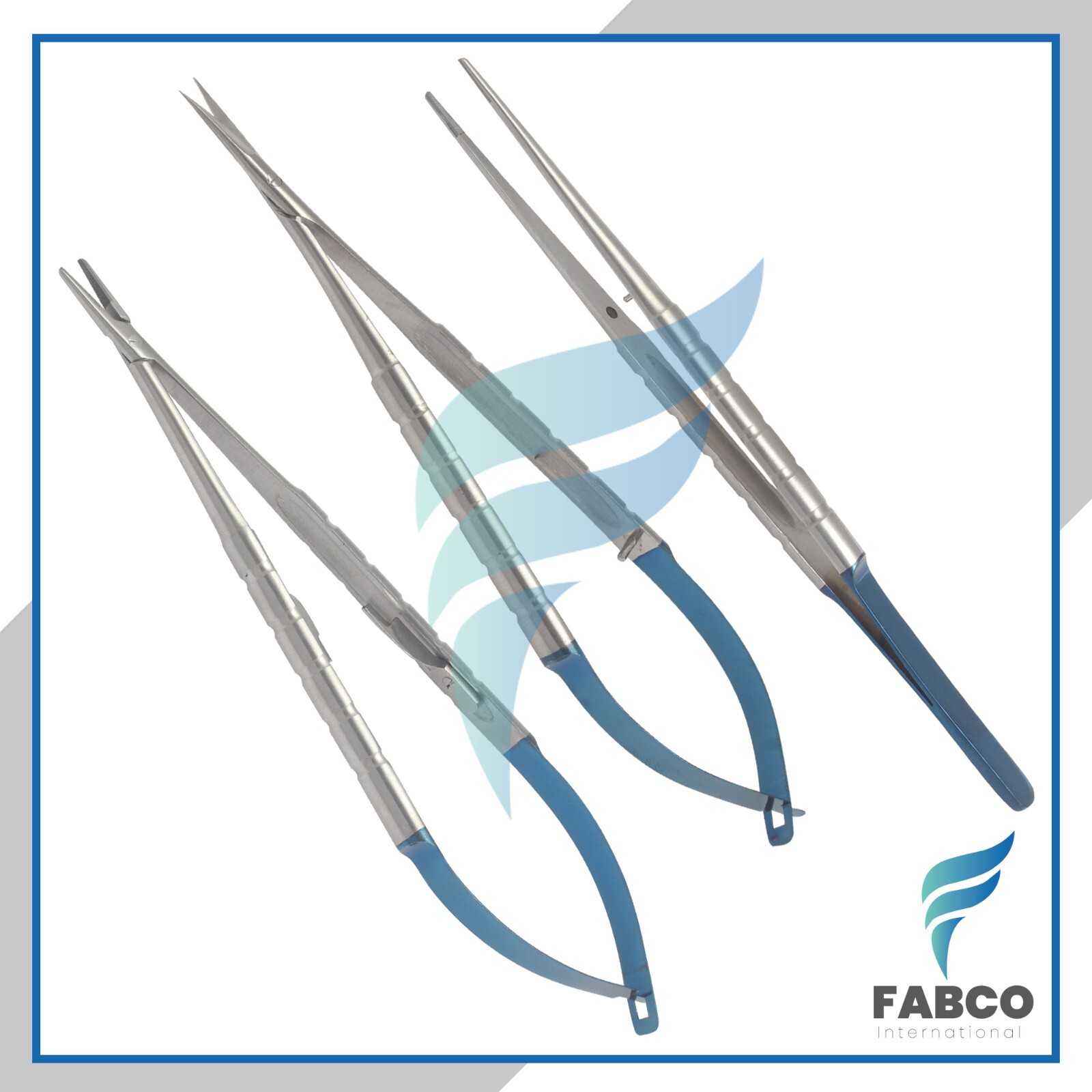 3 TC Castroviejo Needle Holder Scissor Forceps Blue Dental Micro Surgery