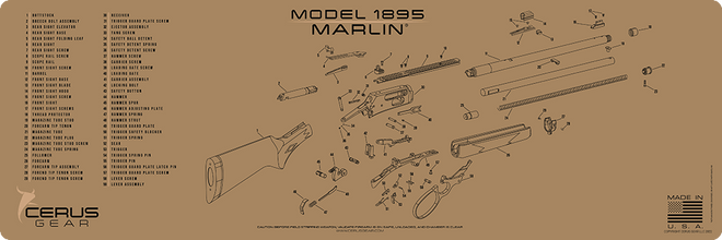 MARLIN MODEL 1895 SCHEMATIC Premium Long Gun Mat FDE