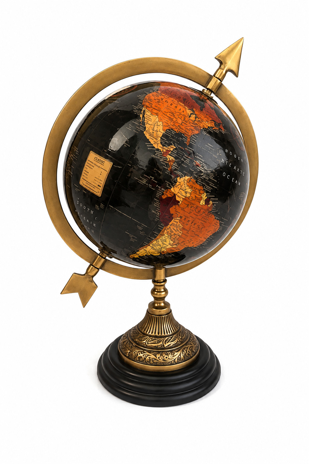15" Globe Antique World Map Globe Vintage Table Top Globe Nautical Home Decor