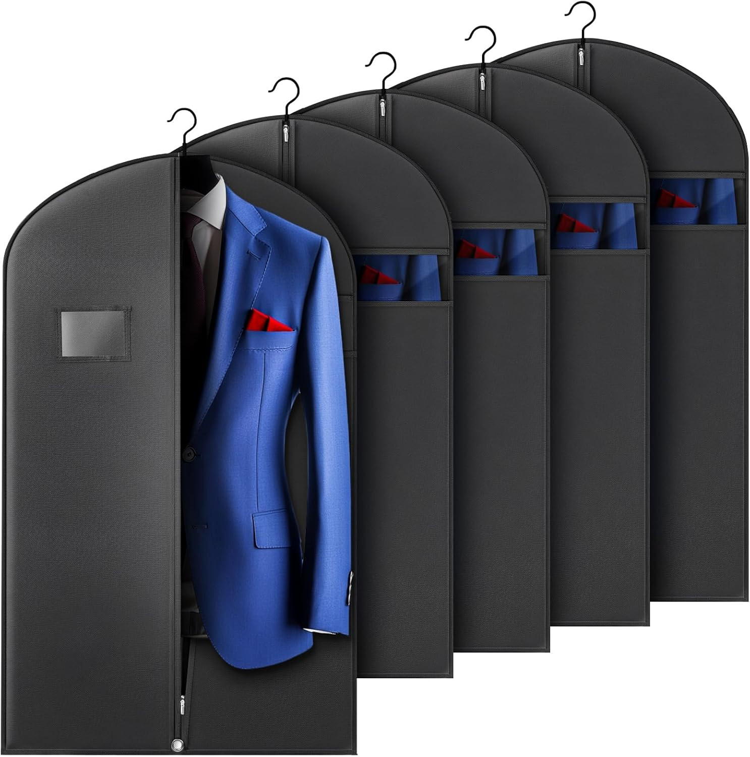 5 Pack 40-Inch Suit Bag Garment Bag for Travel and Storage, Garment Bags for Han