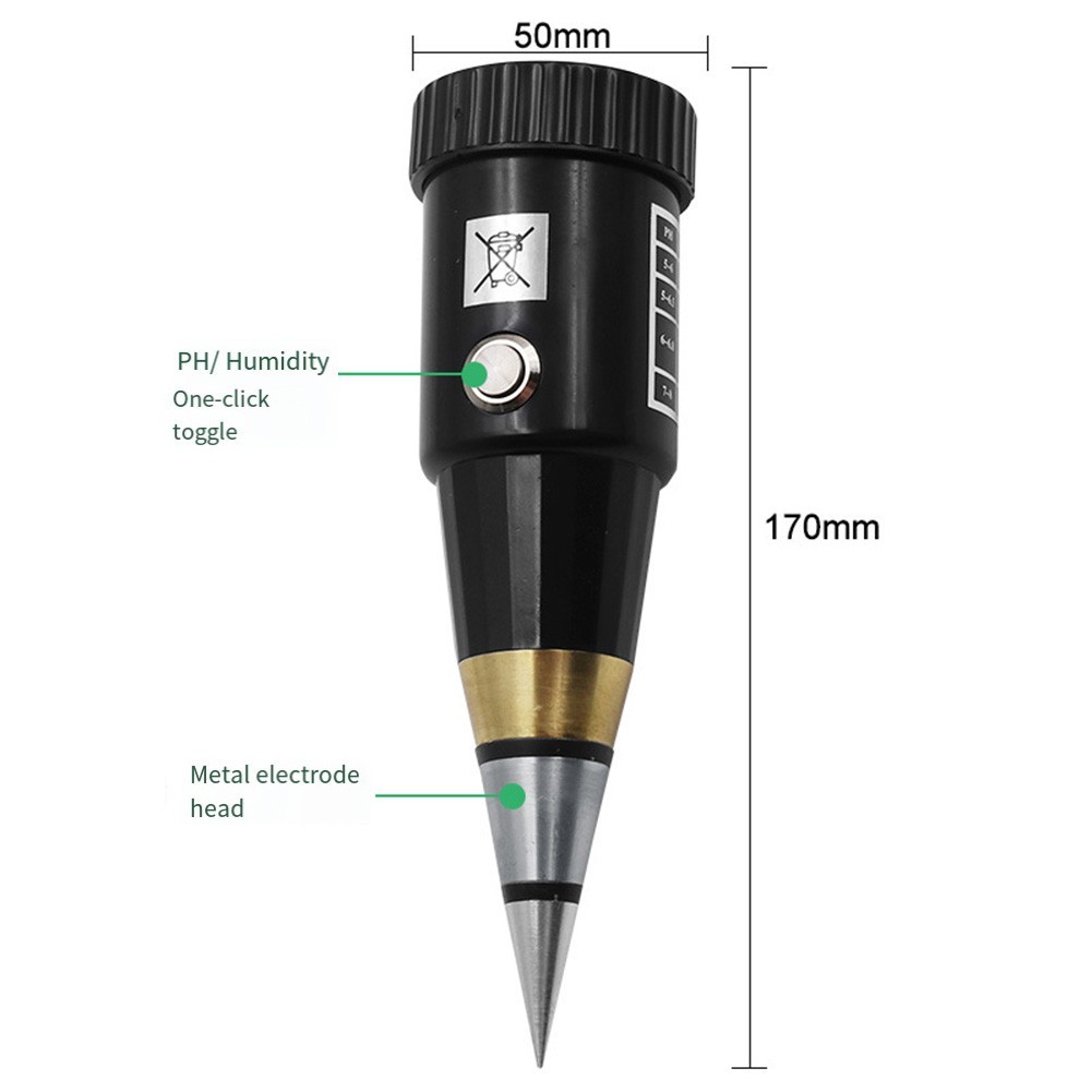 Professional pH Meter for Soil with Moisture Sensor and Metal Electrode