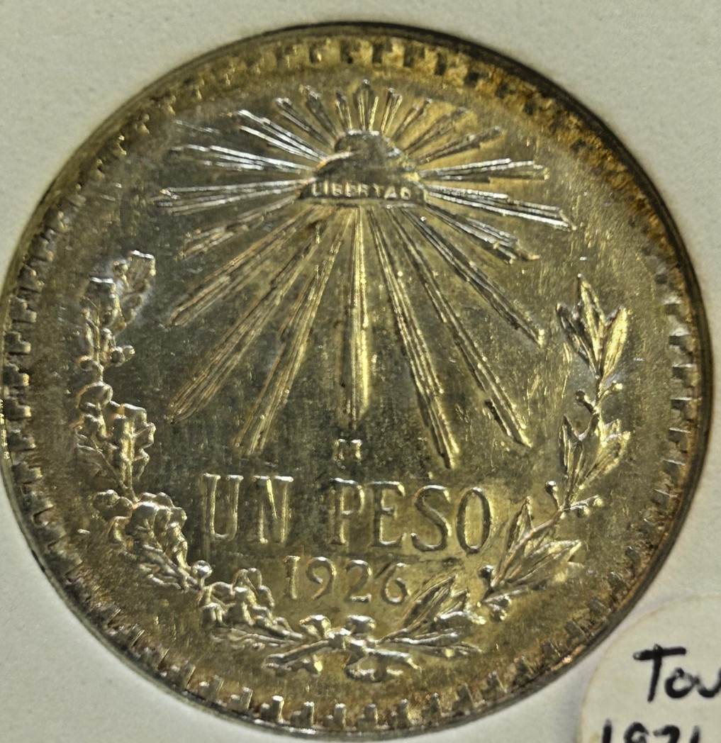 1926 Mexico Mint Silver Peso - Nice Luster Hard to find Date- MS-002