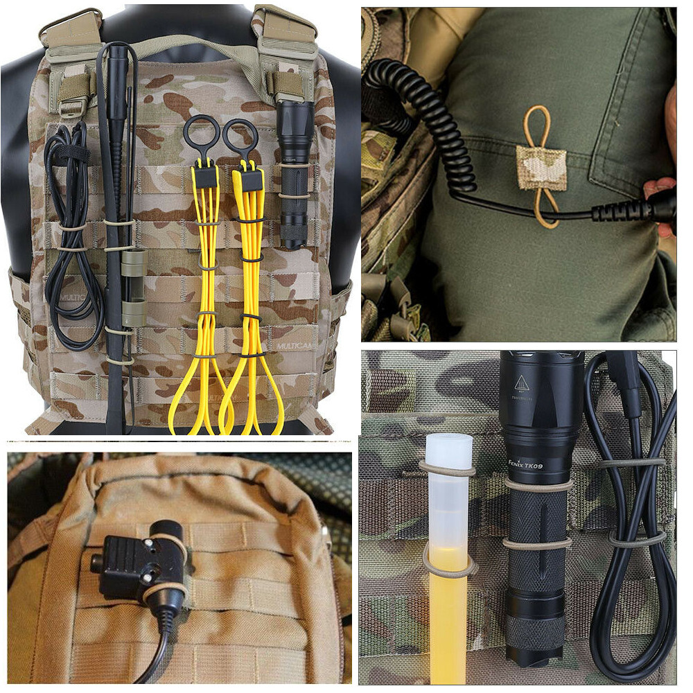 10Pcs Molle Retainers Webbing Tactical PTT Retainer Communication Cable Fastener