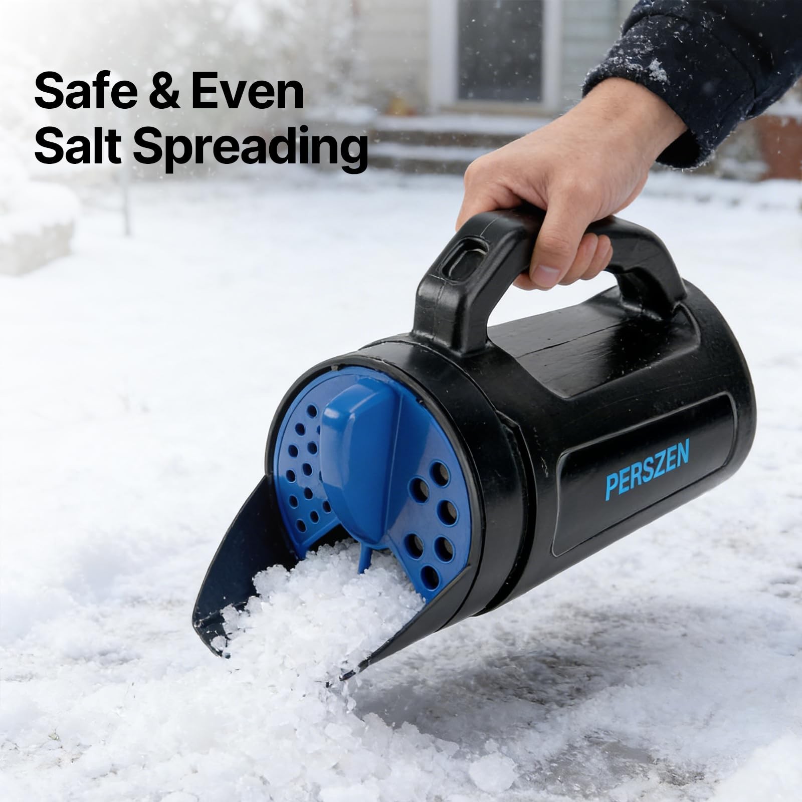 PERSZEN Handheld Spreader for Fertilizer, Grass and Ice Melt, MultiUse Spread...
